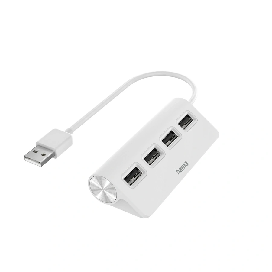 Hama USB hub, 4 porty, USB 2.0, 480 Mbit/s, biely