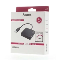 Hama USB 2.0 hub, 1:4, čierna