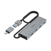 Hama USB-Hub, 4 porty, USB 3.2, 5 Gbit/s, USB-C adaptér, sieťový zdroj