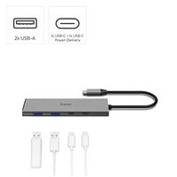 Hama USB-C Hub, 4 porty, USB 3.2, 10 Gbit/s, PD 100 W, hliníkový