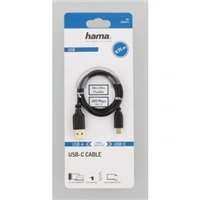 Hama USB-C 2.0 kábel typ A-C 0,75 m, Flexi-Slim, čierny