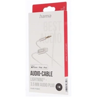 Hama MFI audio adaptérový kábel Lightining na jack 3,5 mm pre Apple, 1 m, aktívny, alu