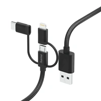 Hama USB kábel 3v1: micro USB, USB-C, Lightning, 1,5 m