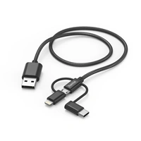 Hama USB kábel 3v1: micro USB, USB-C, Lightning, 1,5 m