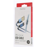 Hama MFi USB kábel Reflective pre Apple, USB-A Lightning 1,5 m, modrý