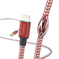 Hama MFi USB kábel Reflective pre Apple, USB-A Lightning 1,5 m, červený