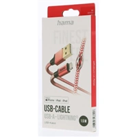 Hama MFi USB kábel Reflective pre Apple, USB-A Lightning 1,5 m, červený