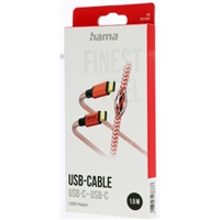 Hama kábel Reflective USB-C 2.0 typ C-C 1,5 m, červený