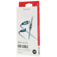 Hama MFi USB-C Lightning kábel Reflective pre Apple, 1,5 m, modrý