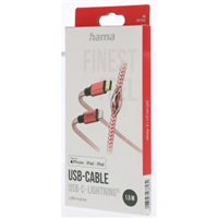 Hama MFi USB-C Lightning kábel Reflective pro Apple, 1,5 m, červený