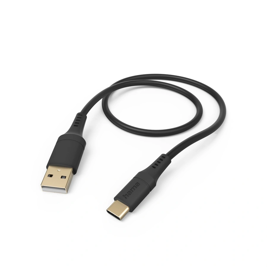 Hama kábel USB-C 2.0 typ A-C 1,5 m Flexible, silikónový, čierny