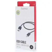 Charging Cable, USB-A - Micro-USB, 1 m, black