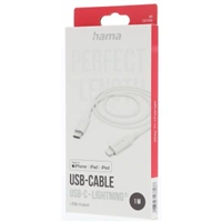 Hama MFi USB-C Lightning kábel pre Apple, 1 m, biely