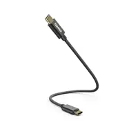 Hama kábel USB-C 2.0 typ C-C 0,2 m, opletený, čierny