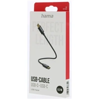 Hama kábel USB-C 2.0 typ C-C 0,2 m, opletený, čierny