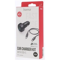 Hama set: rýchla USB nabíjačka do vozidla USB-C PD/QC 25 W + kábel USB C-C 1 m