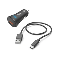 Hama set: rýchla USB nabíjačka do vozidla QC 3.0 19,5 W + kábel USB A-C 1,5 m