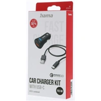 Hama set: rýchla USB nabíjačka do vozidla QC 3.0 19,5 W + kábel USB A-C 1,5 m