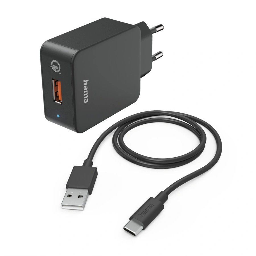 Hama set: rýchla USB nabíjačka QC 3.0 19,5 W + kábel USB A-C 1,5 m