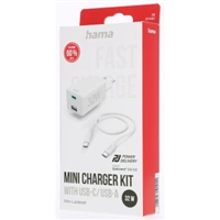 Hama set: rýchla USB nabíjačka USB-C PD/QC, USB-A, 32 W + kábel USB C-C 1 m