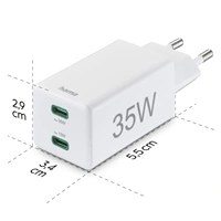 Hama rýchla USB nabíjačka, 2x USB-C PD/QC, 35 W