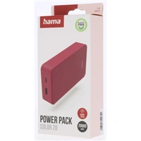 Hama Colour 20, powerbanka 20000 mAh, 3 A, výstup: USB-C, USB-A, červená