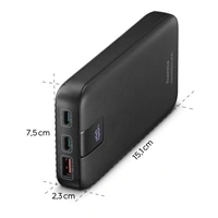 Hama PD 20 powerbanka, 20000 mAh, 3 výstupy: 2x USB-C, 1x USB-A, LED displej, PD, Qualcomm