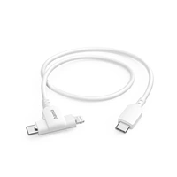 Hama USB-C kábel 2v1: USB-C + Lightning MFi, 1,5 m, biely