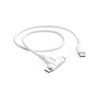 Hama USB-C kábel 2v1: USB-C + Lightning MFi, 1,5 m, biely