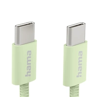Hama USB-C 2.0 kábel Fabric, 1 m, opletený, zelený