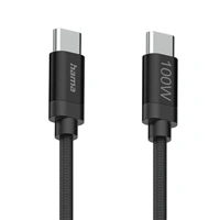 Hama USB-C 2.0 kábel Fabric, 1,5 m, 100 W, opletený