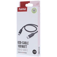 Hama USB-C 2.0 kábel Fabric, 1,5 m, 100 W, opletený