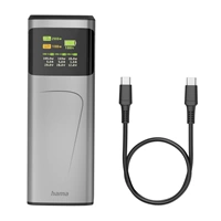 Hama High Power 200 W, powerbanka, 24000 mAh, 2x USB-C, 1x USB-A, PD, QC, displej