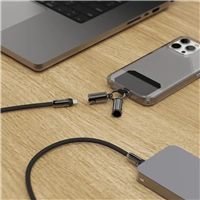 Hama USB-C kábel a šnúrka na mobil 2v1, dĺžka 1,2 m, farba čierna
