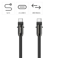 Hama USB-C kábel a šnúrka na mobil 2v1, dĺžka 1,2 m, farba čierna