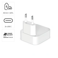 Hama rýchla USB nabíjačka GaN, 2x USB-C PD/QC 40 W, skladacia