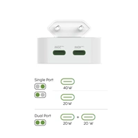 Hama rýchla USB nabíjačka GaN, 2x USB-C PD/QC 40 W, skladacia