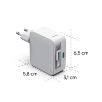 Hama rýchla USB nabíjačka GaN 2x USB-C, PD 65 W, navíjací kábel