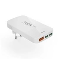 Hama rýchla USB nabíjačka GaN 2x USB-C + USB-A, PD/QC 65 W, plochá, skladacia