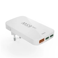 Hama rýchla USB nabíjačka GaN 2x USB-C + USB-A, PD/QC 65 W, plochá, skladacia
