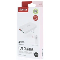 Hama rýchla USB nabíjačka GaN 2x USB-C + USB-A, PD/QC 65 W, plochá, skladacia