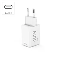 Hama rýchla USB nabíjačka, 2x USB-C PD/QC, 40 W, super-mini