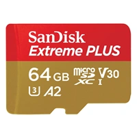 SanDisk Extreme PLUS microSDXC 64 GB + SD Adapter 200 MB/s & 90 MB/s A2 C10 V30 UHS-I U8