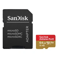 SanDisk Extreme PLUS microSDXC 64 GB + SD Adapter 200 MB/s & 90 MB/s A2 C10 V30 UHS-I U8