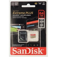 SanDisk Extreme PLUS microSDXC 64 GB + SD Adapter 200 MB/s & 90 MB/s A2 C10 V30 UHS-I U8