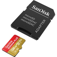 SanDisk Extreme PLUS microSDXC 128 GB + SD Adapter 200 MB/s & 90 MB/s A2 C10 V30 UHS-I U3