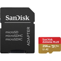 SanDisk Extreme PLUS microSDXC 256 GB + SD Adapter 200 MB/s & 140 MB/s  A2 C10 V30 UHS-I U3