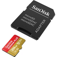 SanDisk Extreme PLUS microSDXC 256 GB + SD Adapter 200 MB/s & 140 MB/s  A2 C10 V30 UHS-I U3