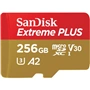 SanDisk Extreme PLUS microSDXC 256 GB + SD Adapter 200 MB/s & 140 MB/s  A2 C10 V30 UHS-I U3