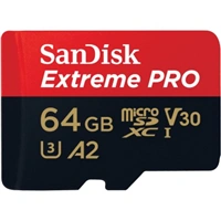 SanDisk Extreme PRO microSDXC 64 GB + SD Adapter 200 MB/s & 90 MB/s  A2 C10 V30 UHS-I U3